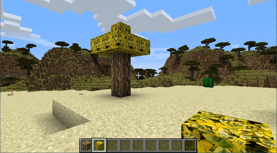 Zdjęcie z modyfikacji w Minecraft dodająca drzewo teksturowane przez kursanta