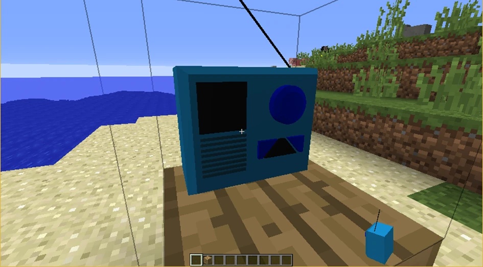 Zdjęcie z modyfikacji w Minecraft dodająca radio, które było modelowane w Blender
