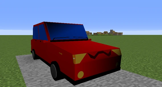 Zdjęcie z modyfikacji w Minecraft dodająca model samochdu