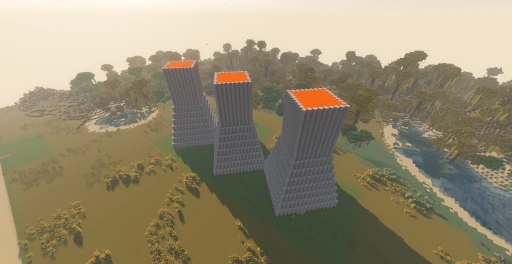 Zdjęcie elektrowni atomowej w Minecraft wykonanego skryptem Python