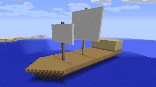 Zdjęcie statku w Minecraft wykonanego skryptem Python