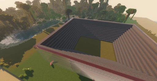 Zdjęcie stadionu w Minecraft wykonanego skryptem Python