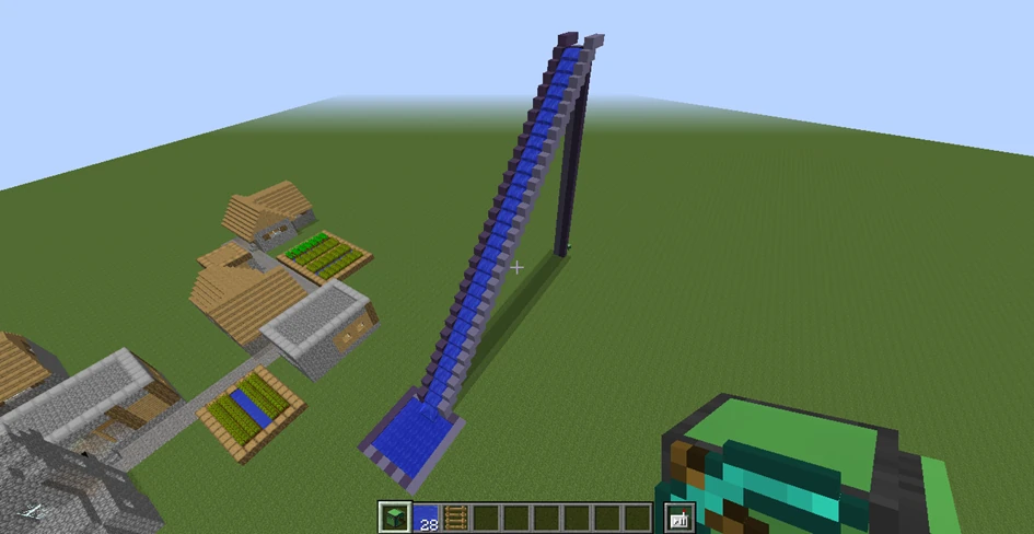 Duża zjeżdżalnia wodna w Minecraft