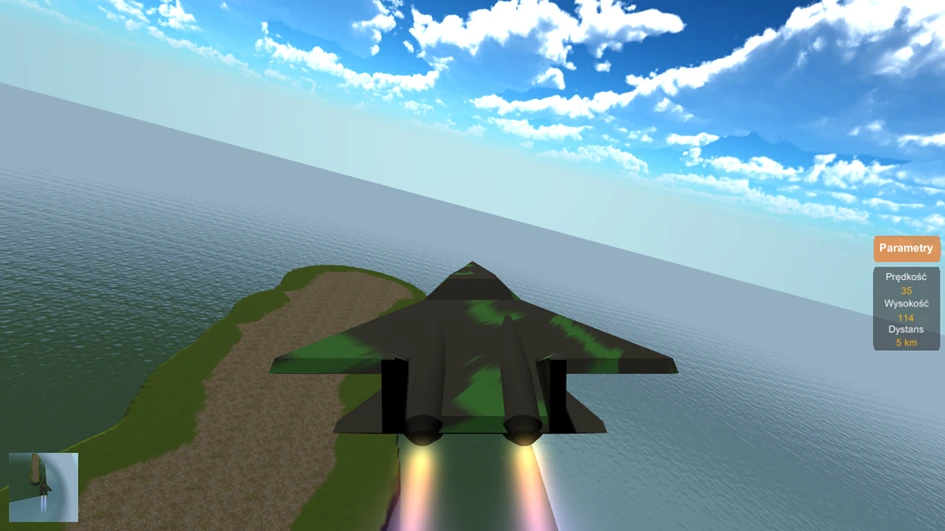Screen z gry samolotowej – samolot w powietrzu